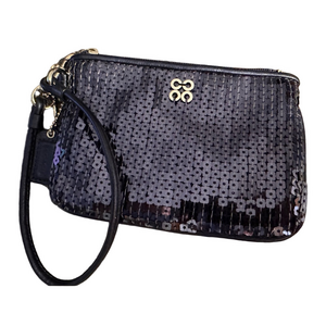 Coach Blue Sequin Wristlet Signature C Hardware EUC